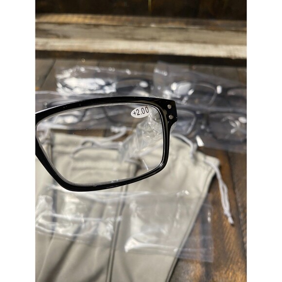 5 Pairs +2.00 Readers Black Spring Hinge Glasses Men And Women - Picture 4 of 5